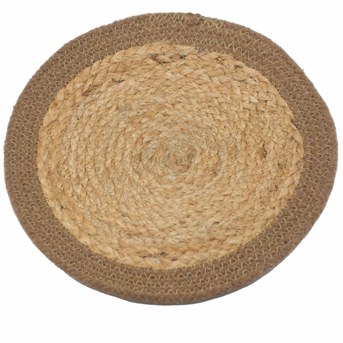 Natural Place Mat With Border - Jute & Cotton 30cm