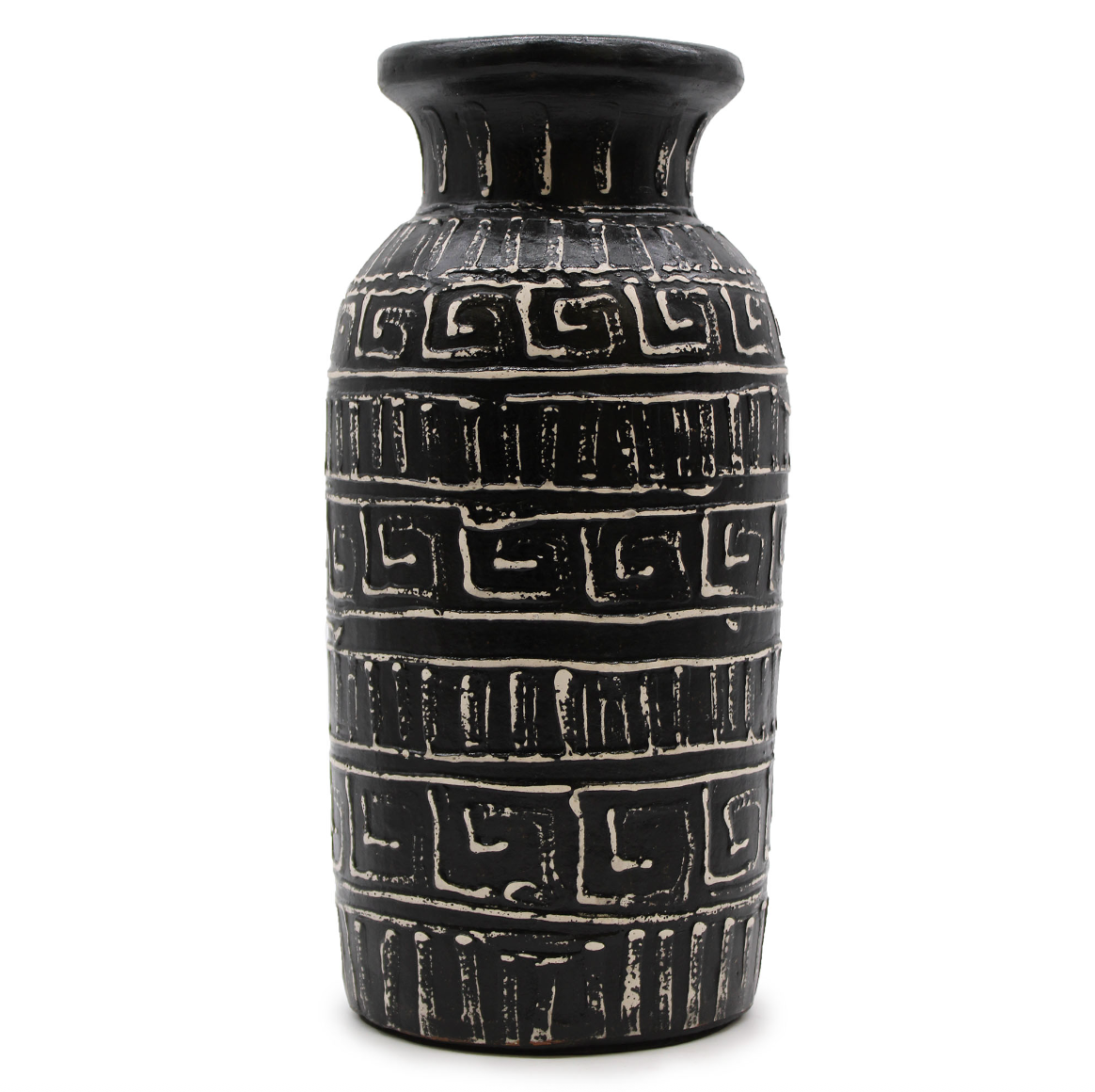 Greek Key Straight Vase - Dark Chocolate