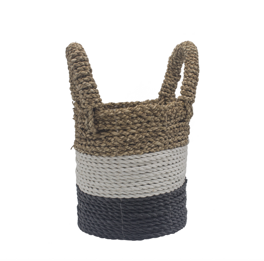 3 Piece Seagrass Basket Set - Multicoloured Natural