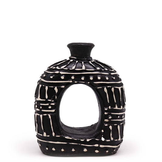 Oval Abstract Donut Shaped Vase - Chocolate 18cm