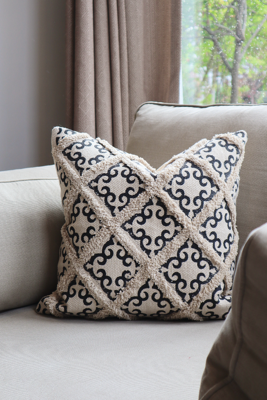 Classic Cushion Cover - Lux Criss-Cross & Print - 45x45cm