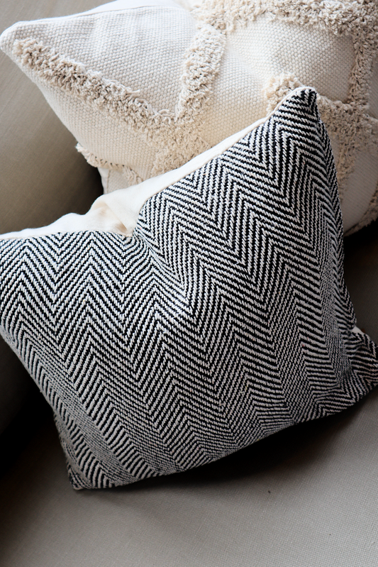 Classic Cushion Cover - Herringbone Pattern Fine Grey - 40x40cm