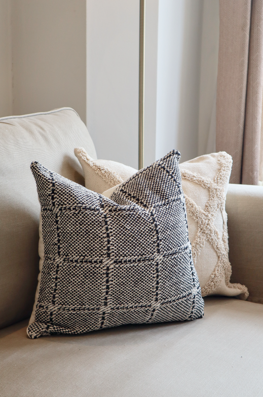 Classic Cushion Cover - Squares Grey - 40x40cm