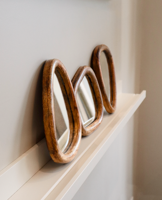 Set of 3 Pebble Abstract Shaped Mirrors - Mango Wood
