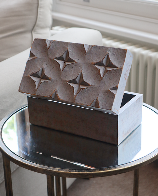 Vintage Deco - Multi Purpose Box - 22x12x10cm - Grey Star