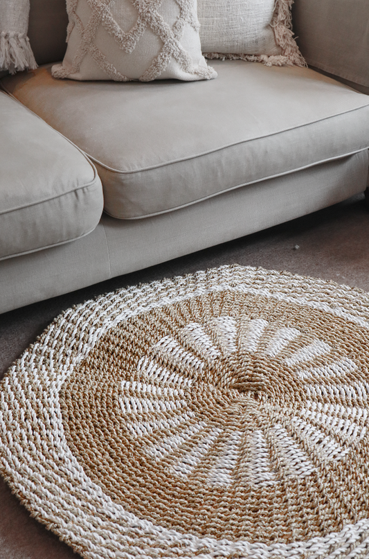 Round Seagrass White & Tan - Inner Sun - 1m