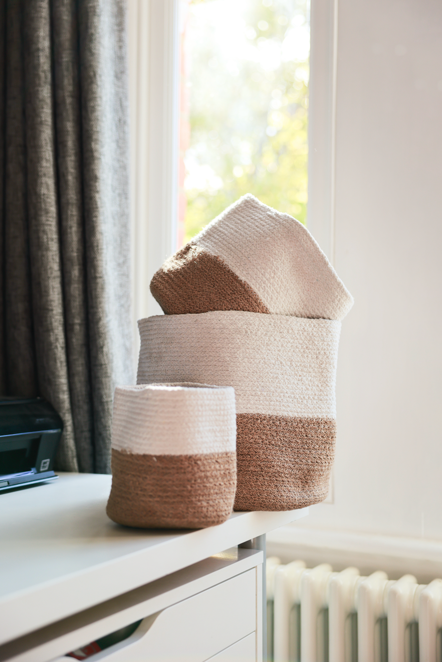 Set of 3 Cotton Rope Storage Baskets - White