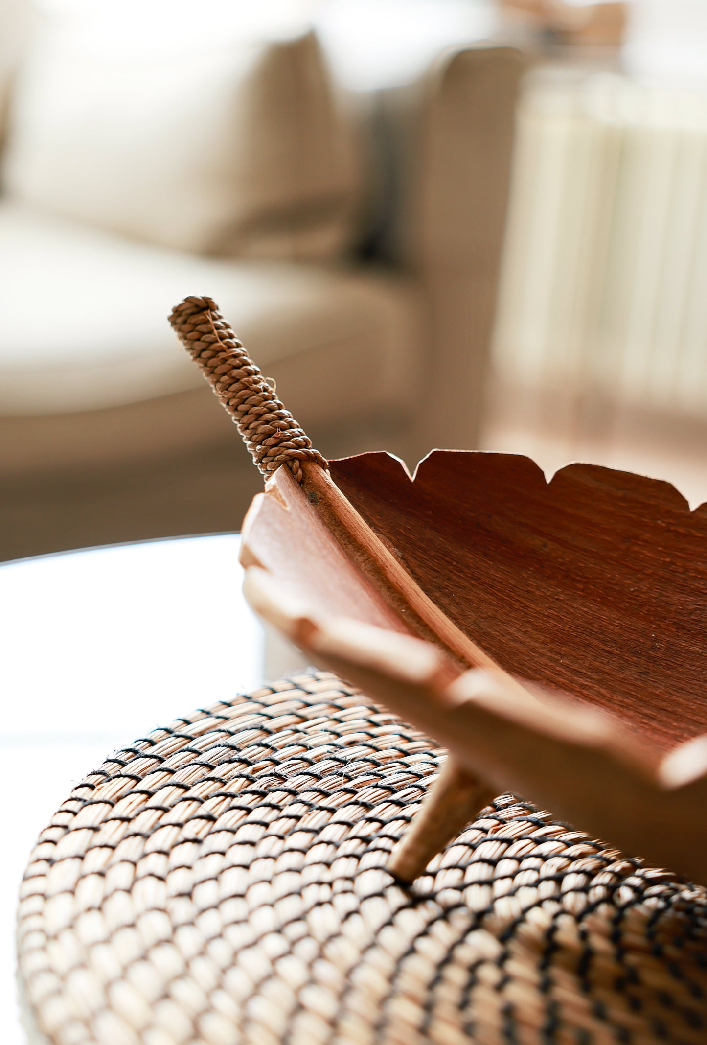 Coconut Leaf Large Fruit Bowl - Natural Brown