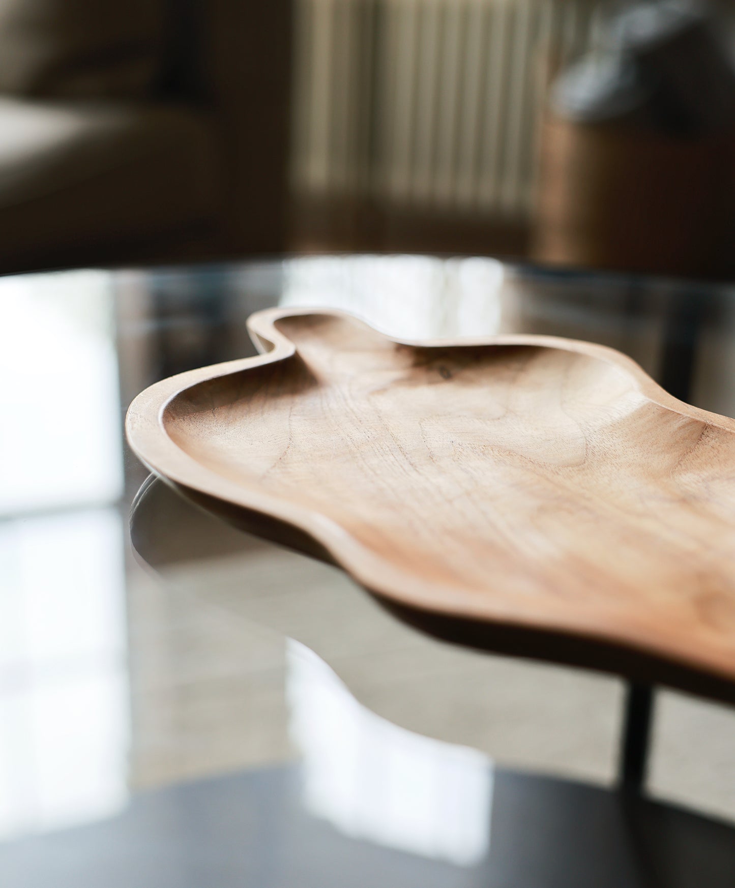 Teak Leaf Shaped Bowl - aprox 32cm