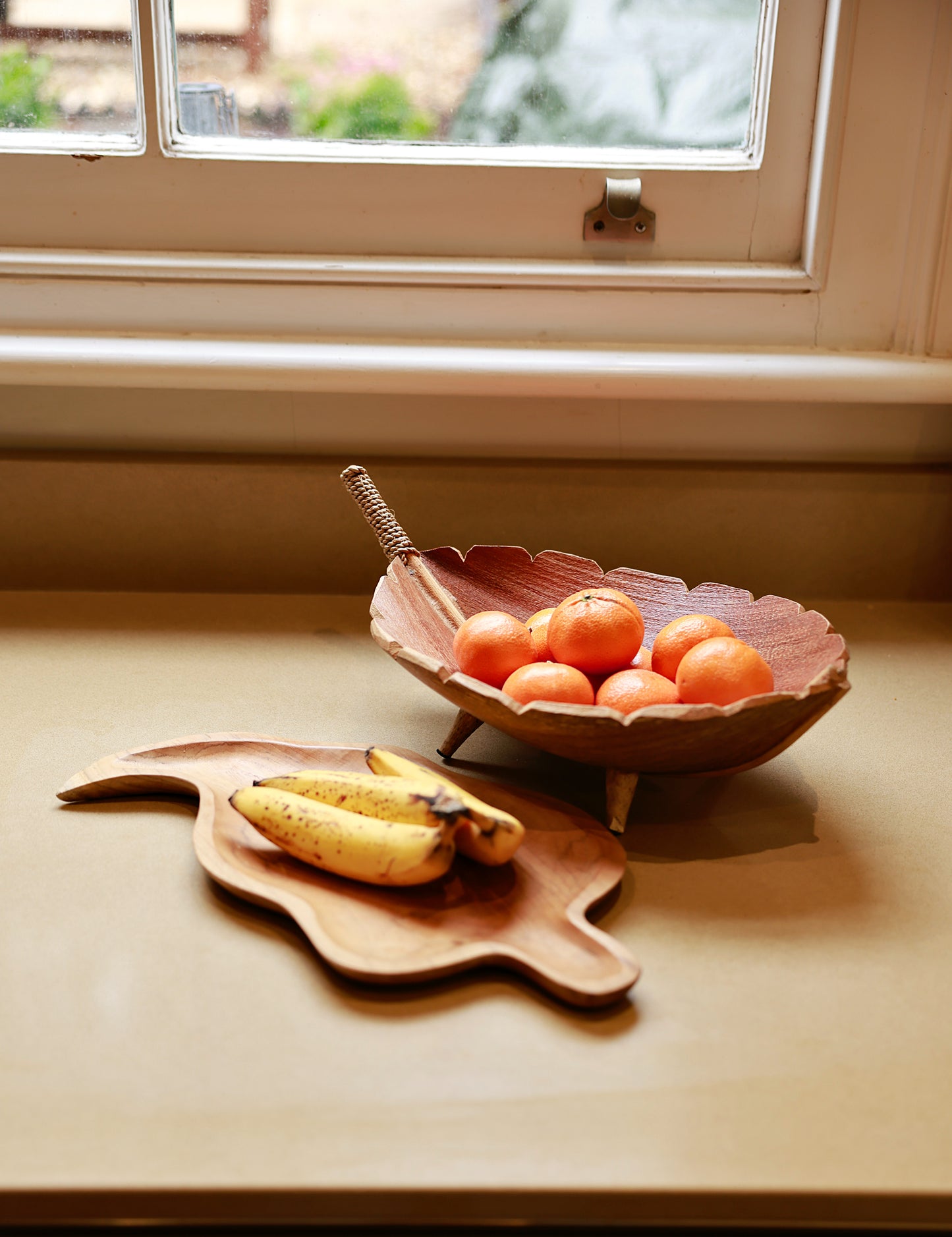 Teak Leaf Shaped Bowl - aprox 32cm